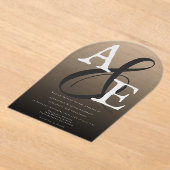 Zwart minimalistisch monogram bruiloft acryl uitnodigingen (Laagn)