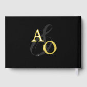 Zwart minimalistisch monogram bruiloft gastenboek (Achterkant)
