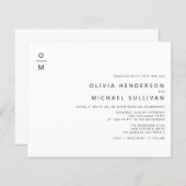 Zwart Minimalistisch Monogram Bruiloft Uitnodiging (Voorkant / Achterkant)