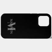Zwart minimalistisch monogram Case-Mate iPhone case (Achterkant (horizontaal))