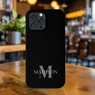 Zwart minimalistisch monogram iPhone 13 pro max hoesje