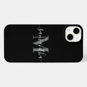 Zwart Minimalistisch Monogram iPhone Hoesje (Achterkant horizontaal)
