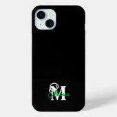 Zwart minimalistisch monogramed Case-Mate iPhone case (Achterkant)