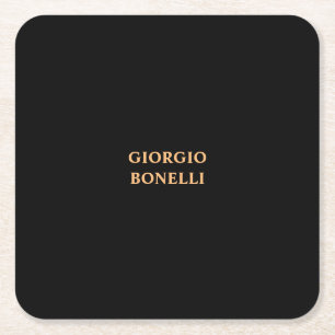 Zwart Minimalistisch Persoonlijk Modern Vierkante Kartonnen Onderzetter