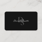 Zwart Minimalistisch Professioneel Monogram QR Cod Visitekaartje (Voorkant)