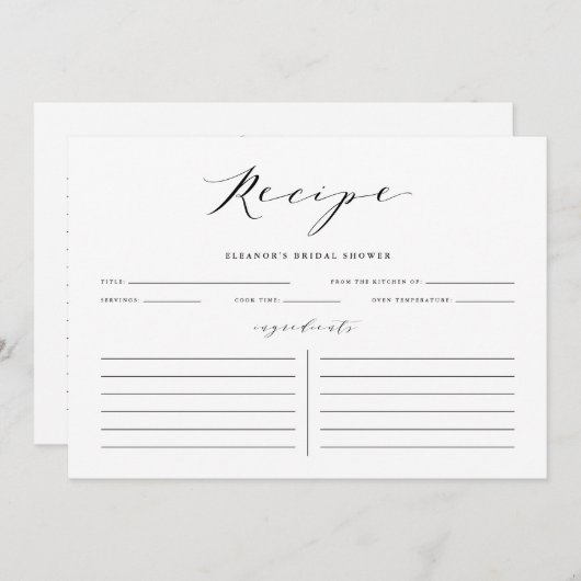 Zwart-minimalistisch script - Aangepaste Kaart ont (Voorkant / Achterkant)