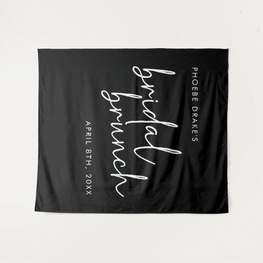Zwart Minimalistisch Script Bruids Brunch Achtergr Wandkleed (Voorkant (horizontaal))