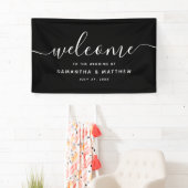Zwart minimalistisch script Welkom op het huwelijk Spandoek (Insitu)