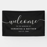 Zwart minimalistisch script Welkom op het huwelijk