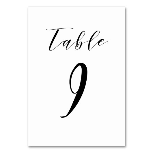 Zwart minimalistisch scriptwedijvernummer kaart (Voorkant)