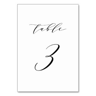 Zwart minimalistisch scriptweduwtabel nummer 3 kaart