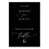 Zwart Minimalistisch Trouwtafelnummer Kaart (Voorkant)