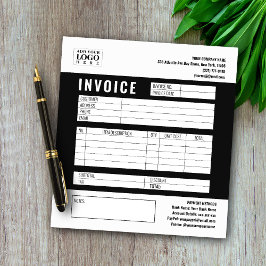 Zwart Minimalistische Custom Business Invoice Logo Notitieblok