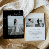 ZWART Minimalistische Hart Trouwkaart Aankondiging