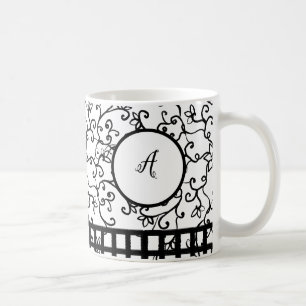 Zwart Minimalistische Wijnstok Bloemen Zwart Gerui Koffiemok