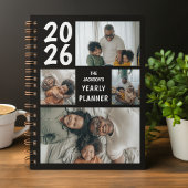 Zwart Modern 4 foto collage jaarlijks Planner