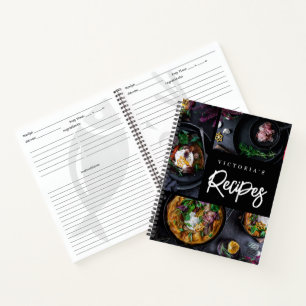 Zwart Modern aangepaste foto recept Notitieboek