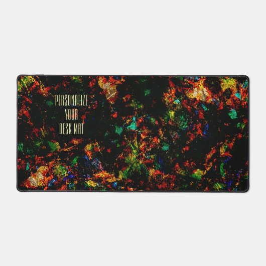 Zwart Modern Abstract Marmer Kleurrijk Neon Initia Bureaumat (Voorkant)