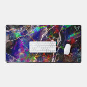 Zwart Modern Abstract Marmer Kleurrijk Neon Initia Bureaumat (Keyboard & Muis)