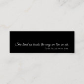 Zwart Modern Bladwijzer Kaart | Aangepaste lezer e Mini Visitekaartje (Voorkant)