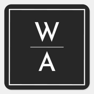 Zwart Modern Bold Monogram Crest Envelope Seal Vierkante Sticker