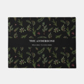 Zwart modern botanisch elegant hedendaags deurmat (Voorkant)