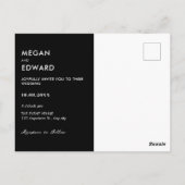 Zwart Modern bruiloft Briefkaart (Achterkant)