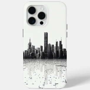 Zwart Modern Cityscape Stedelijke Architectuur iPhone 15 Pro Max Hoesje