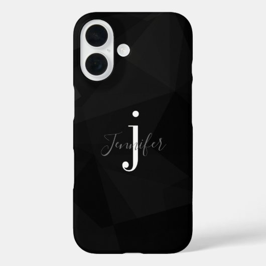 Zwart Modern Classy Aangepaste naam Monogram Initi Case-Mate iPhone Case (Achterkant)