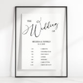 Zwart Modern Eenvoudig Bruiloft Programma Poster