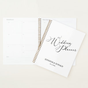 Zwart Modern Eenvoudig Foto toevoegen Bruiloft Pla Planner