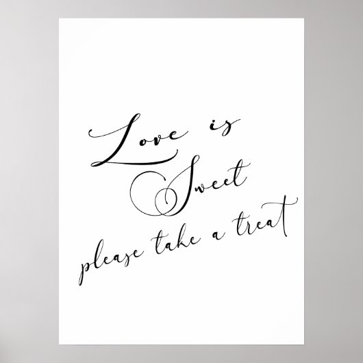 Zwart Modern Eenvoudig Script Bruiloft Liefde Is Z Poster (Voorkant)