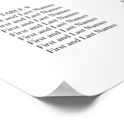 Zwart Modern Eenvoudig Script Bruiloft Zitkaarten Poster (Hoek)