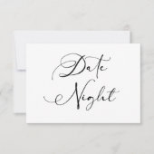 Zwart Modern Eenvoudig Script Koppel Date Night Notitiekaartje (Voorkant)