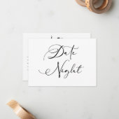 Zwart Modern Eenvoudig Script Koppel Date Night Notitiekaartje (Voorkant / Achterkant in situ)