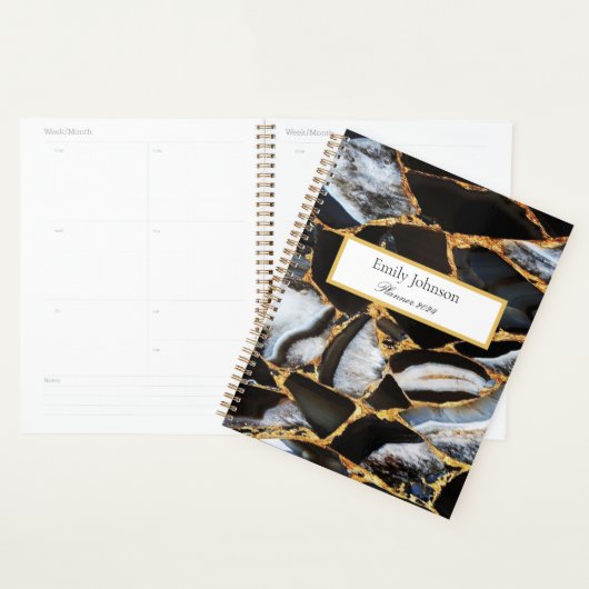 Zwart Modern Glitter Goud Marmer Planner (Display)