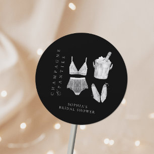 Zwart Modern Lingerie Vrijgezellenfeest Ronde Sticker