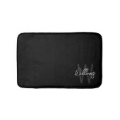 Zwart modern Manuscript Gepersonaliseerd Monogram  Badmat (Voorkant)