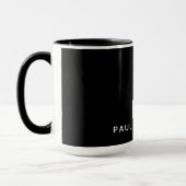 Zwart Modern Minimal Custom Monogram en Naam Mok (Links)