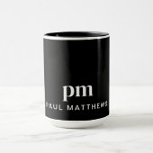 Zwart Modern Minimal Custom Monogram en Naam Mok (Midden)