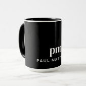 Zwart Modern Minimal Custom Monogram en Naam Mok (Voorkant links)
