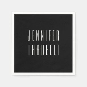 Zwart Modern Minimalist Elegant Jouw naam Servet