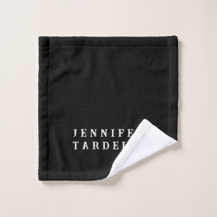 Zwart Modern Minimalist Elegant Jouw naam Washandje
