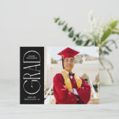 Zwart Modern Minimalistisch Afstuderen Aankondigin Kaart (Staand voorkant)