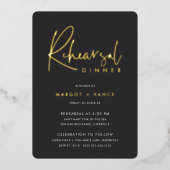 Zwart | Modern minimalistisch script repetitief di Folie Uitnodiging (Voorkant)