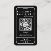 Zwart Modern Minimalistisch Social Media QR Code Visitekaartje (Voorkant)