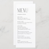 Zwart Modern Minimalistisch Typografie Bruiloft Menu (Voorkant / Achterkant)