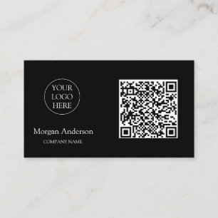 Zwart Modern Professioneel QR Code Business Logo Visitekaartje