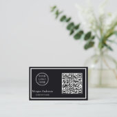 Zwart Modern Professioneel QR Code Business Logo Visitekaartje (Staand voorkant)