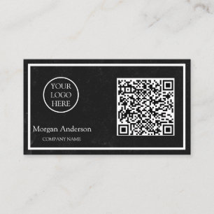 Zwart Modern Professioneel QR Code Business Logo Visitekaartje